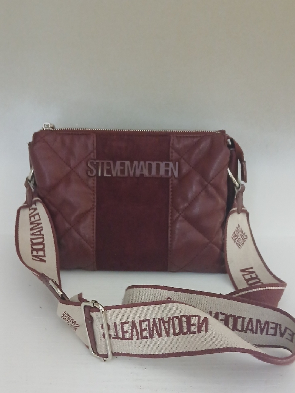 Steve Madden Quilted Crossbody in Burgundy